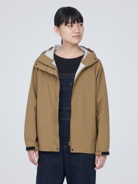 Muji Women's Water Repellent Hooded Khaki Jacket Medium